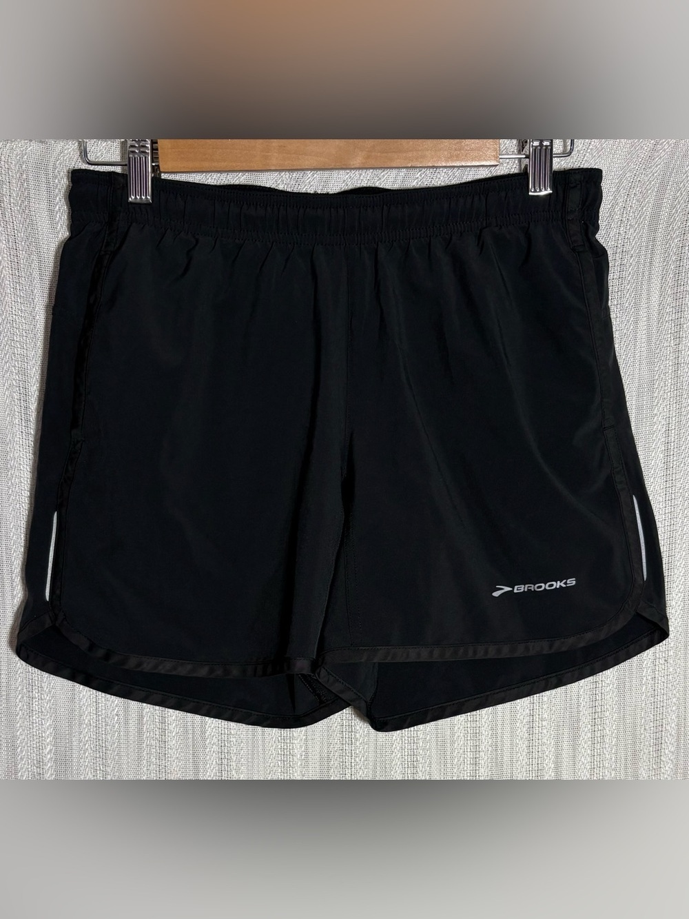Brooks Black Athletic Running Shorts with Logo